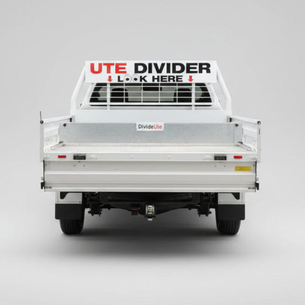 Rear view of an aluminium tray divider
forming a storage bay
