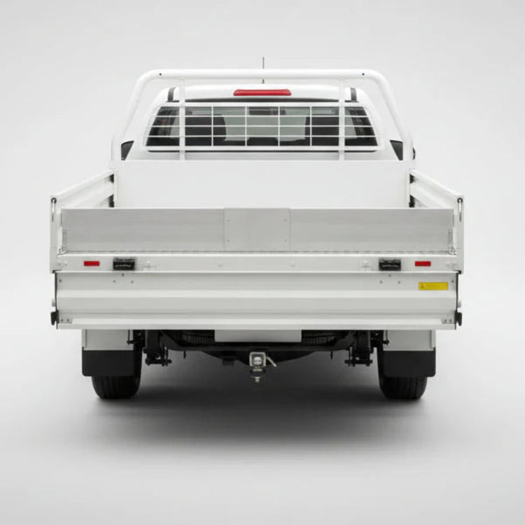 White pickup truck with an DivideUte Tray Divider on a gray background