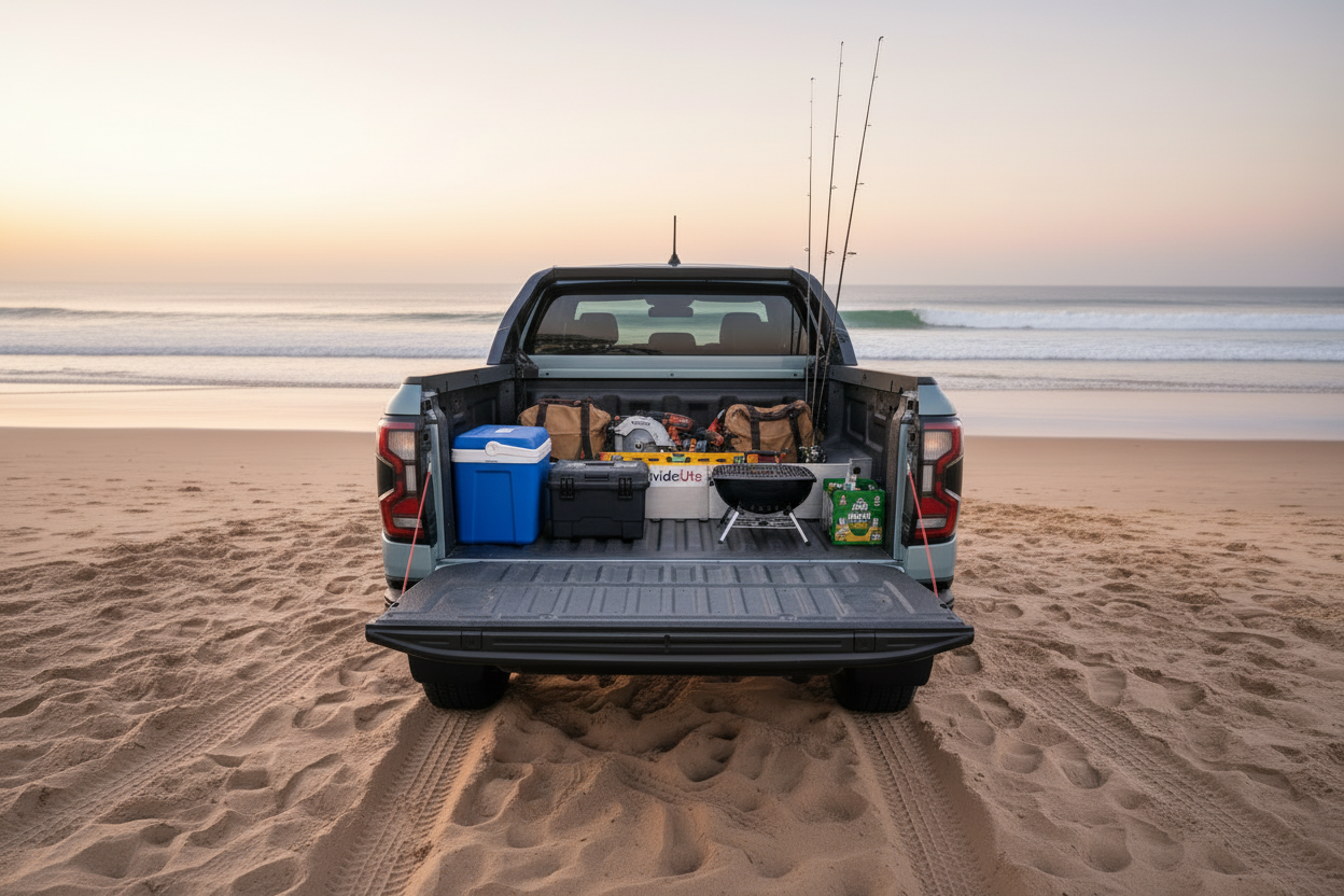 DivideUte TubDivider Ford Ranger Raptor with liner, tradie and fishing